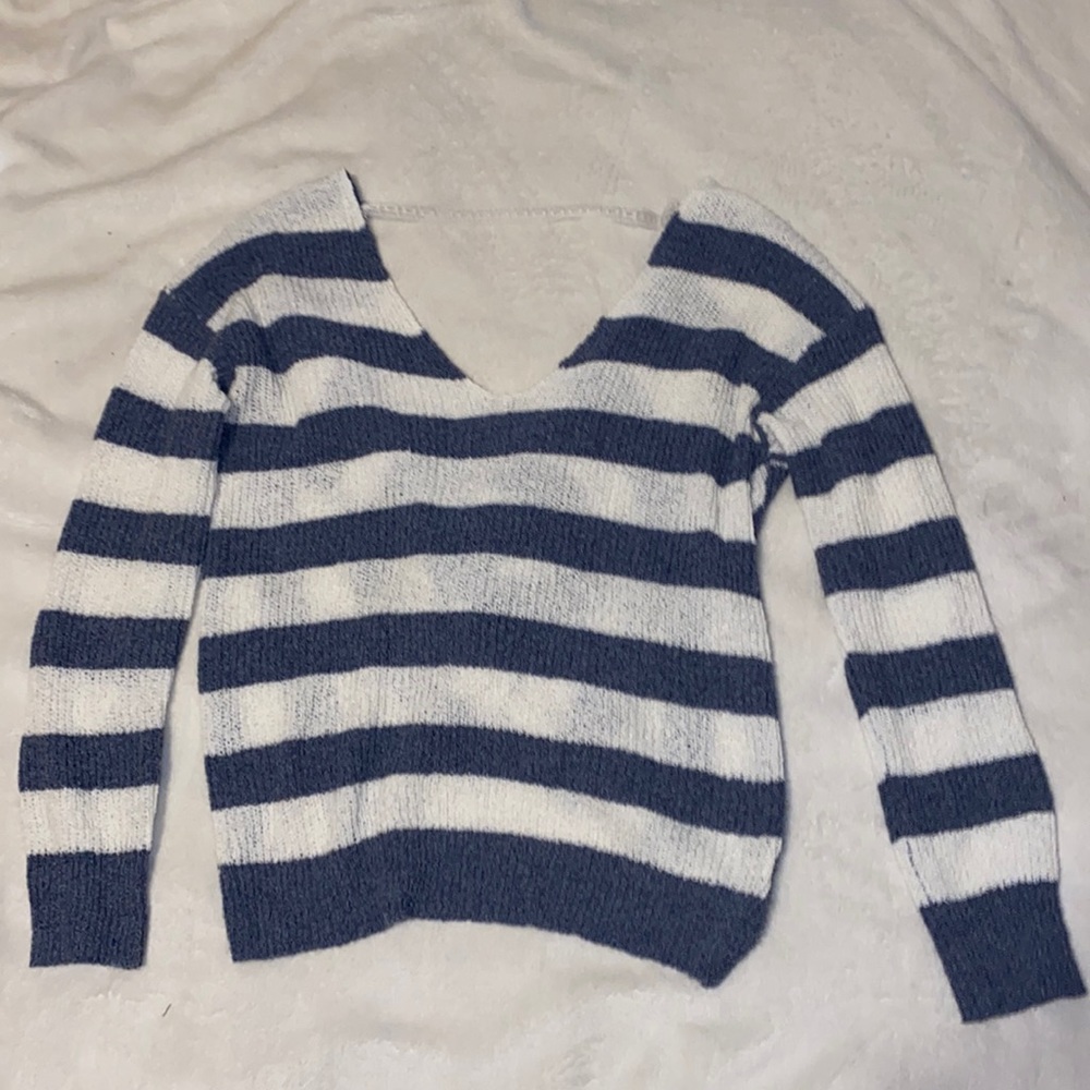 Stella sky blue and white stripped sweater